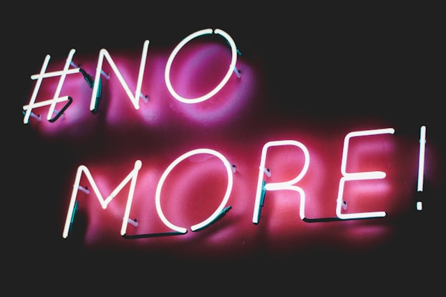 Neon lights image ina "#No more" written form